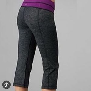 Lululemon Groove Crops Heathered Black And Purple